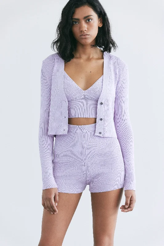 3 Piece Rib Knit Set, Lavender