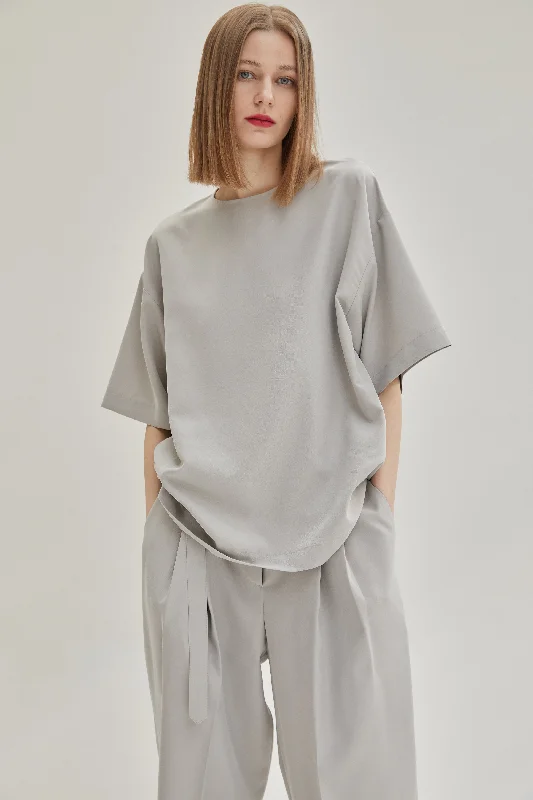 Boxy Soft Tencel Tee, Ash Gray