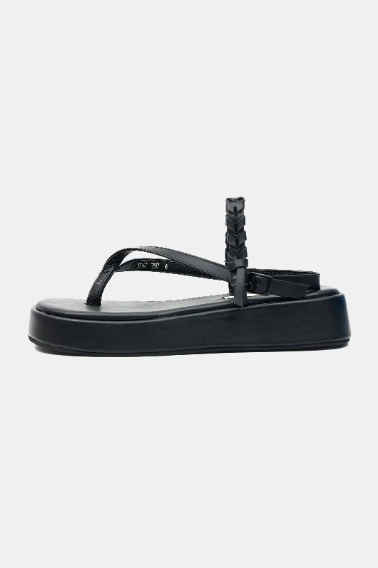 Braided Thong Sandals, Onyx