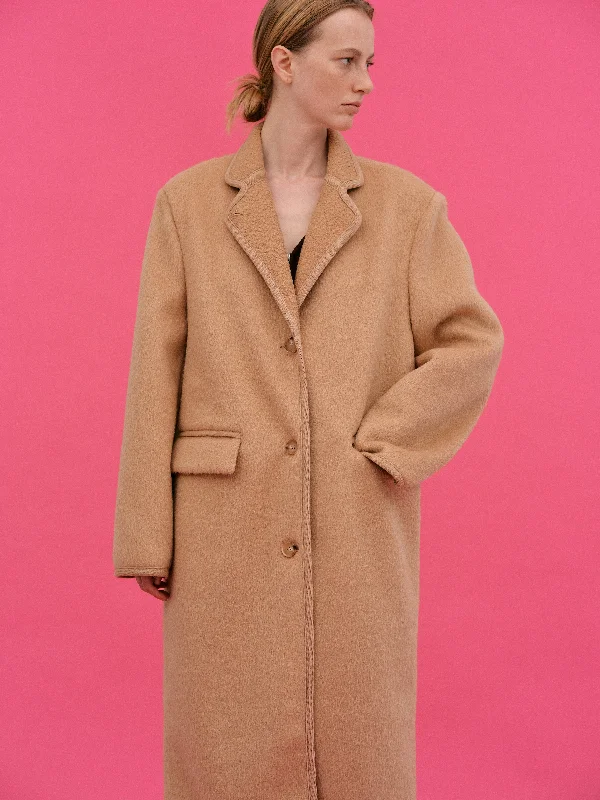 Brushed Wool & Alpaca Coat, Caramel