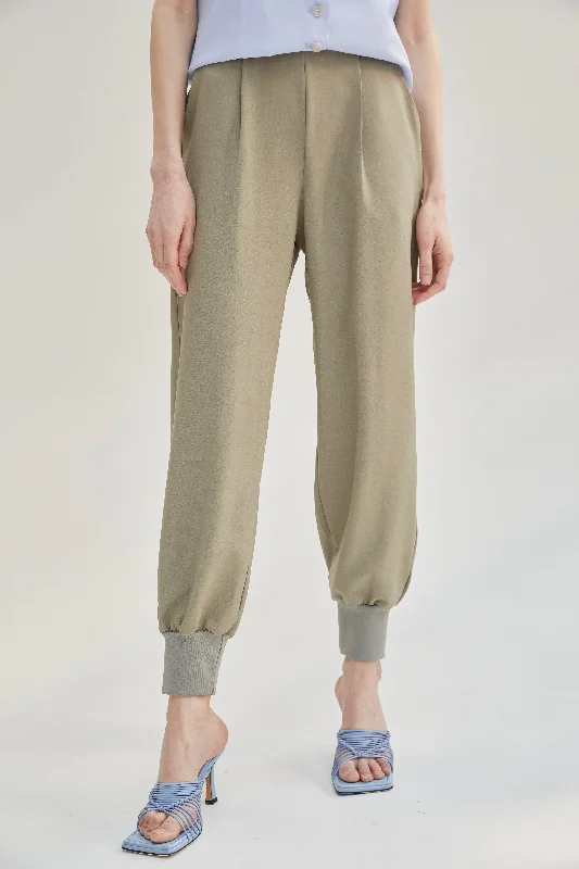 Elastic Waist Suit Joggers, Khaki