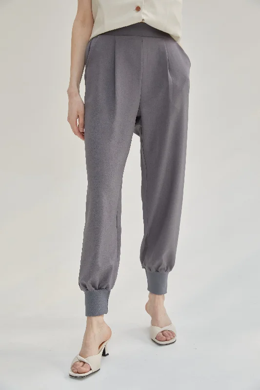 Elastic Waist Suit Joggers, Slate