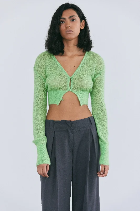 Fuzzy Crop Mohair Cardigan, Shanmrock