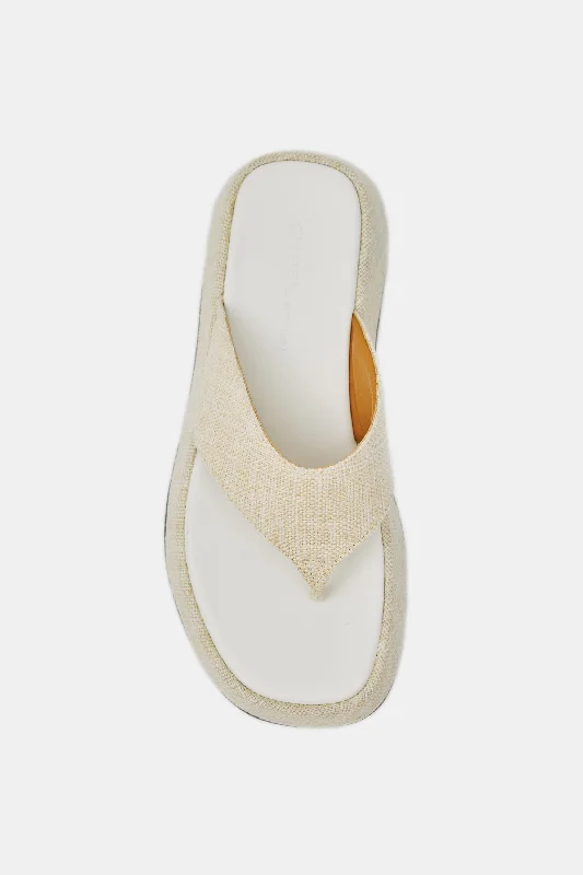 Linen Platform Sandals, Oatmeal