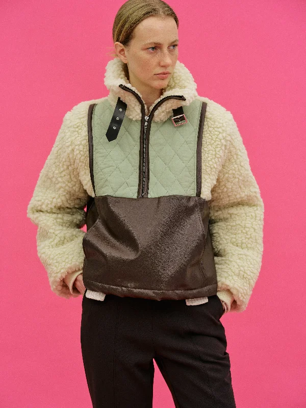 Shearling Anorak Sweater, Oatmeal