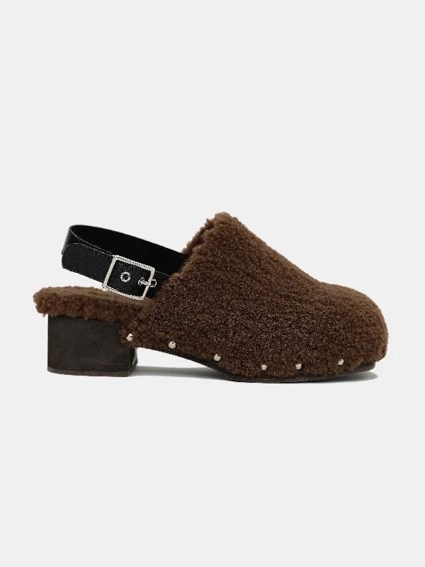 Sherpa Slingback Clogs, Brown