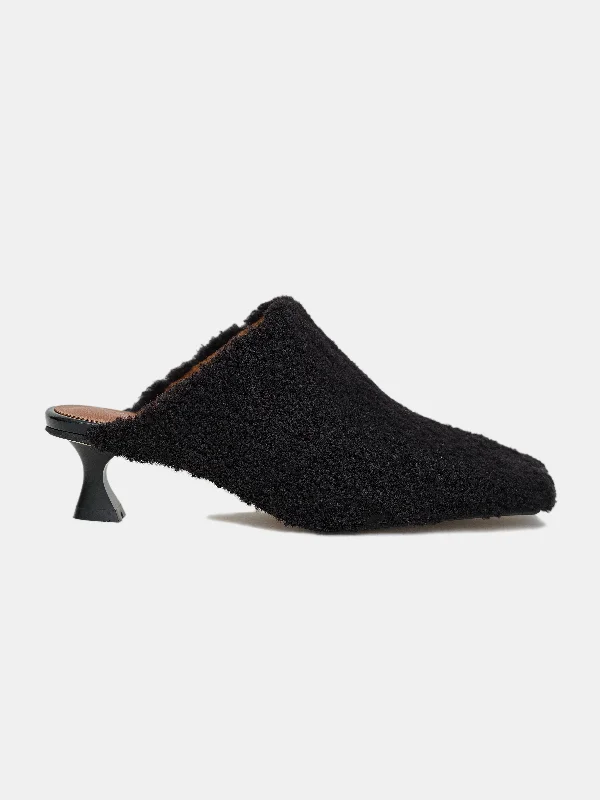 Sherpa Square Toe Mule, Black