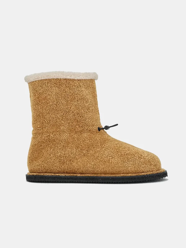 Suede Fur Mid Boots, Honey