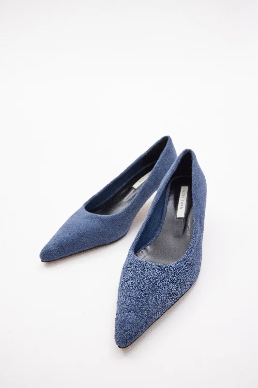 Terry Cloth Pumps, Dark Cerulean