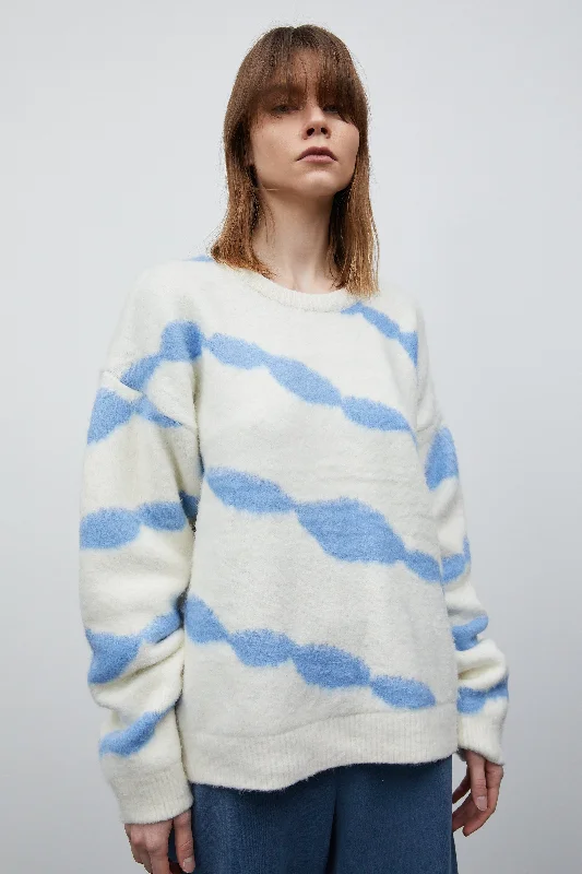 Tie-Dye Mohair Sweater, Cream & Blue