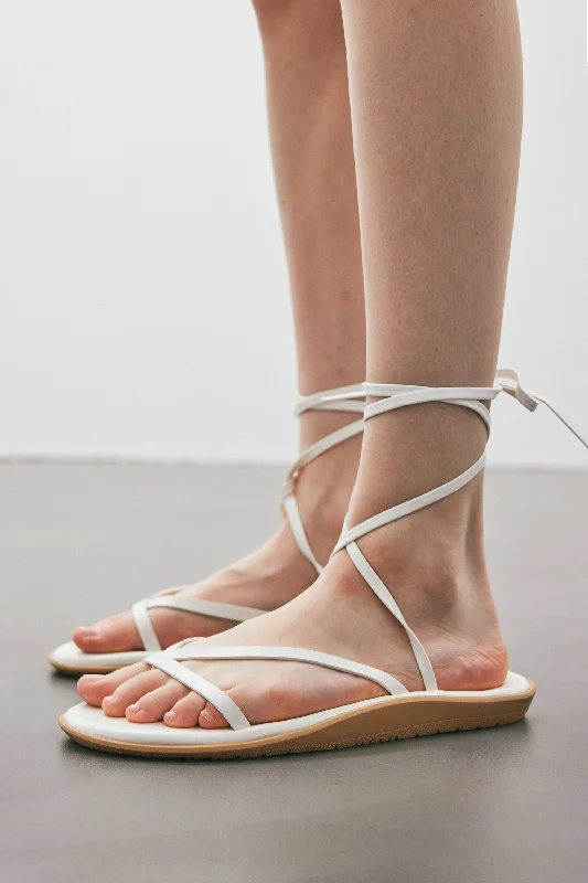 Tied Strappy Sandals, Ivory