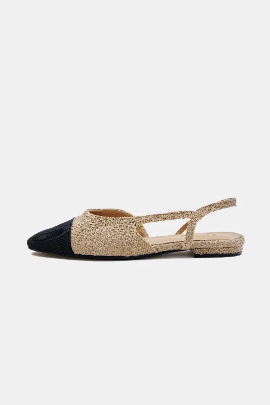 Two Tone Flat Tweed Slingback, Sahara Dust