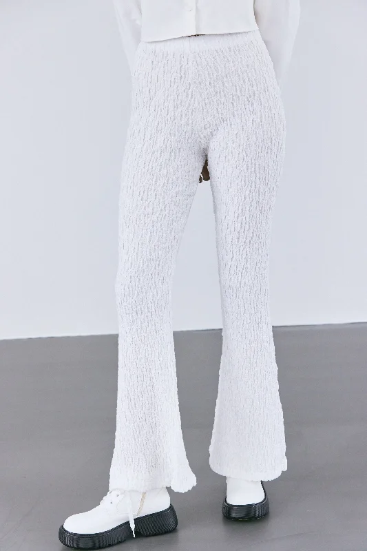 Wrinkle Look Flare Leggings, White