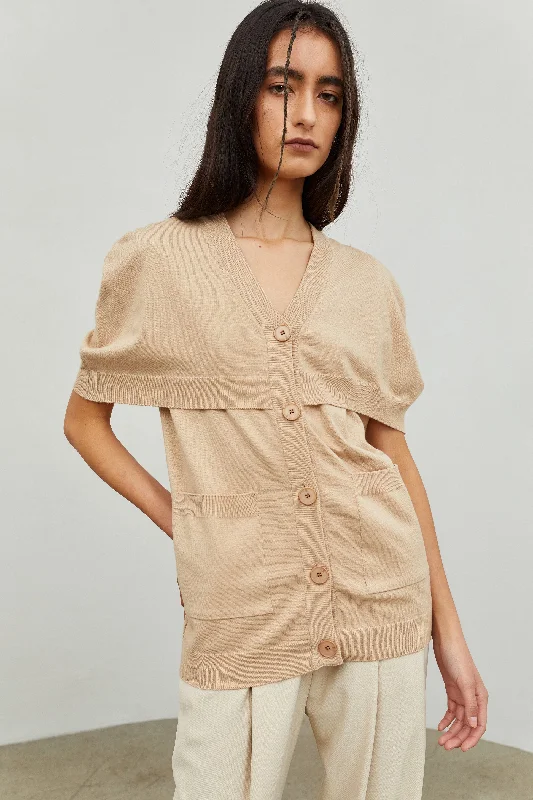 Draped Sleeve Cardigan, Biscotti