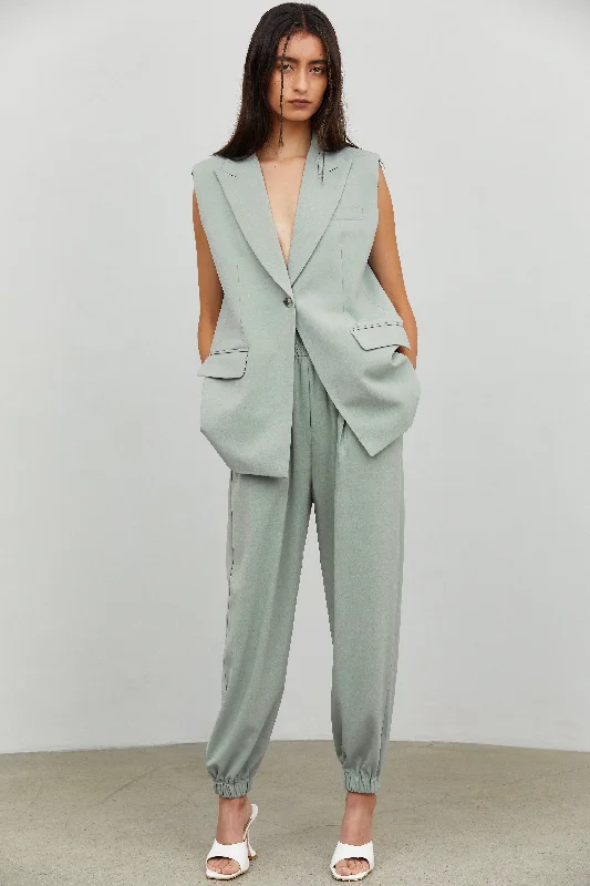 Slouchy Suit Joggers, Celadon