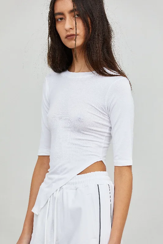 Soft Stretch Asymmetric Tencel Tee, Daisy White